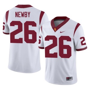College Men University of Southern California #26 Elijah Newby White Jersey 684734-722