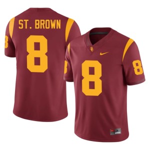 College #8 Men Trojans Cardinal Amon-Ra St. Brown Jerseys 501348-231
