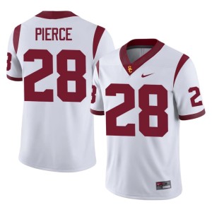 High School Mens Trojans #28 White Carrington Pierce Jerseys 391372-389