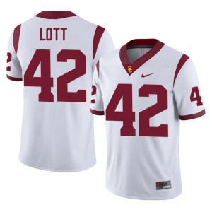 Stitched Trojans #42 Ronnie Lott White Men Jersey 732002-288