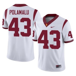 University Men's Troy Polamalu #43 Trojans White Jerseys 205428-495
