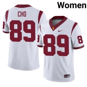 Stitched Brendan Cho White #89 USC Trojans Womens Jerseys 511759-110