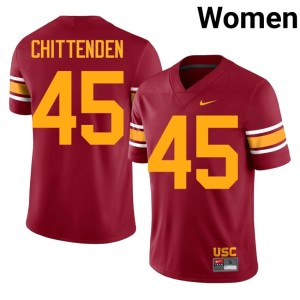 Football Southern California Trojans Cardinal Caden Chittenden Alternate Womens #45 Jerseys 957568-769