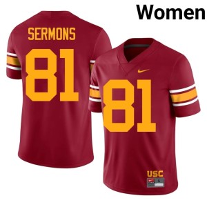 College #81 The USC Trojan Family Alternate Women's Cardinal Cameron Sermons Jersey 507859-794