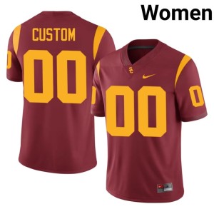 Football USC Trojans Women #00 Cardinal Custom Jersey 822833-880