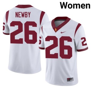 Football Womens White USC Trojans #26 Elijah Newby Jersey 705356-203