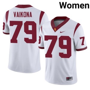 Official Southern California Trojans #79 Women's White Elijah Vaikona Jersey 565973-469