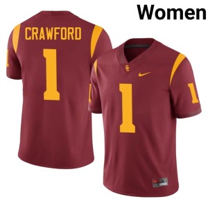 Football Kameryn Crawford Womens #1 USC Trojans Cardinal Jersey 876822-910