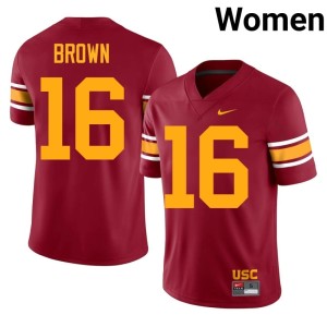 University Women's Cardinal #16 USC Trojans Prophet Brown Alternate Jersey 384096-591