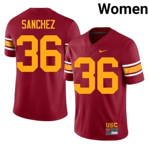 Alumni Womens Trojans Cardinal #36 Rey Sanchez Alternate Jerseys 637260-747