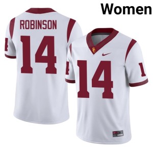 Limited White Ta'Mere Robinson Trojans #14 Women's Jersey 278810-221