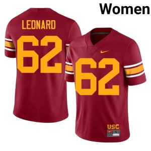 Football Travis Leonard Women's Cardinal Trojans #62 Alternate Jersey 128979-633