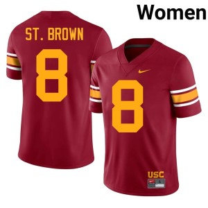 Official Cardinal USC Amon-Ra St. Brown Alternate #8 Womens Jerseys 971568-459