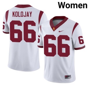 College USC Trojans #66 Women White Breck Kolojay Jersey 178753-581