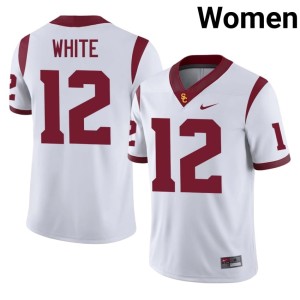 Stitched Charles White #12 Womens White USC Trojans Jersey 845185-354