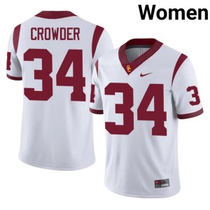 College University of Southern California Womens White Jayden Crowder #34 Jerseys 118455-446