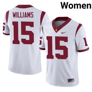 Stitched Womens White Trojans #15 Jonas Williams Jerseys 384796-724