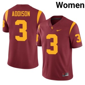 Limited #3 Cardinal Jordan Addison Women's Trojans Jersey 551859-200