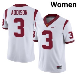 High School #3 USC Jordan Addison White Women's Jersey 726115-837