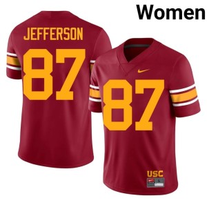 Football #87 Cardinal Womens USC Trojans Alternate Josiah Jefferson Jersey 211983-705
