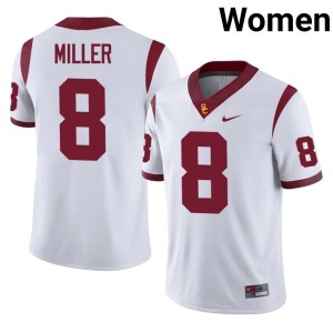 Alumni Womens King Miller Trojans #8 White Jerseys 857084-693