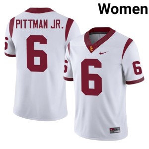 Football White #6 Womens University of Southern California Michael Pittman Jr. Jersey 662862-969