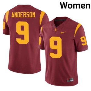 College #9 The USC Trojan Family Terrell Anderson Cardinal Women Jersey 419229-189
