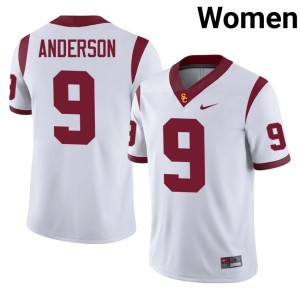High School #9 Terrell Anderson Southern California Trojans Women's White Jerseys 761034-799