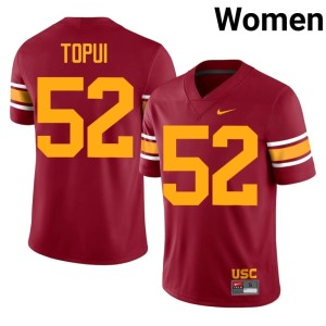 Football Trojans Cardinal Womens #52 Alternate Tomuhini Topui Jersey 454231-651