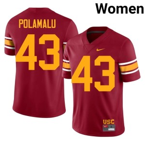College USC Trojans Cardinal Women's #43 Alternate Troy Polamalu Jerseys 667139-938