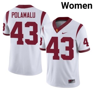 NCAA Women's Troy Polamalu White SC #43 Jerseys 706485-605