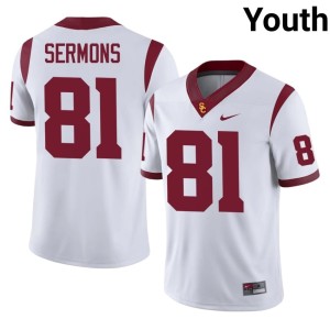 Stitched Youth The USC Trojan Family Cameron Sermons #81 White Jerseys 327851-922