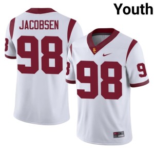 Official White Trojans #98 Youth Cash Jacobsen Jersey 904865-359