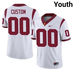 Player Youth Custom #00 White USC Jerseys 153378-778
