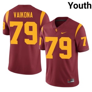 Stitched Elijah Vaikona Youth #79 The USC Trojan Family Cardinal Jerseys 987986-260