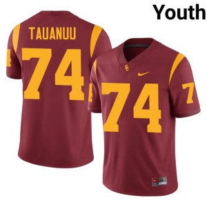 Official Cardinal #74 Southern California Trojans Justin Tauanuu Youth Jerseys 509645-384