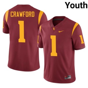 Embroidery Kameryn Crawford Youth Cardinal Southern California Trojans #1 Jerseys 237346-906