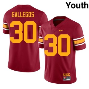Stitched Youth Cardinal #30 Alternate Marquis Gallegos USC Jersey 826732-129