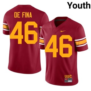 Football University of Southern California Cardinal #46 Alternate Nick De Fina Youth Jersey 786652-801
