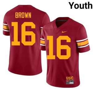 Official USC Youth #16 Cardinal Alternate Prophet Brown Jerseys 602640-618
