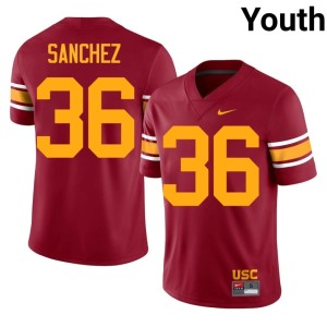 Replica Alternate Trojans Rey Sanchez Cardinal #36 Youth Jersey 261426-620