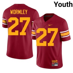 Embroidery The USC Trojan Family Riley Wormley Cardinal Alternate #27 Youth Jerseys 948770-499