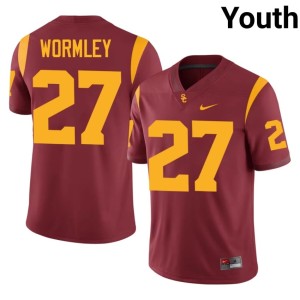 Embroidery Cardinal Riley Wormley Youth Trojans #27 Jerseys 277060-403