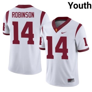 Alumni White Ta'Mere Robinson The USC Trojan Family #14 Youth Jerseys 623072-846
