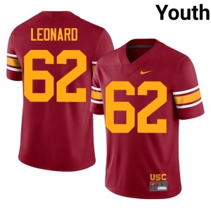 Player USC #62 Youth Travis Leonard Alternate Cardinal Jerseys 709683-154