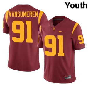 Replica Alex VanSumeren #91 Cardinal USC Trojans Youth Jersey 622865-821