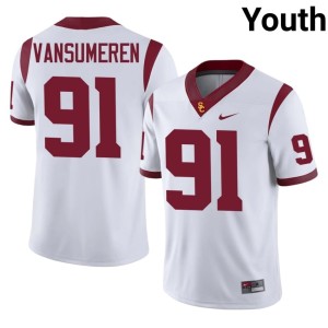 Player Youth White #91 Alex VanSumeren Trojans Jersey 614306-557