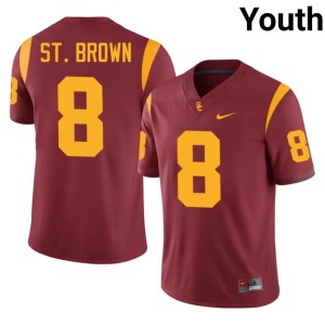 Stitched Amon-Ra St. Brown Youth USC Cardinal #8 Jersey 999927-525