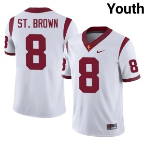 Alumni Amon-Ra St. Brown #8 Trojans White Youth Jersey 424855-654