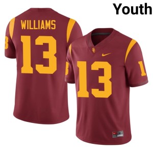 Stitched Cardinal #13 The USC Trojan Family Youth Caleb Williams Jersey 959195-753